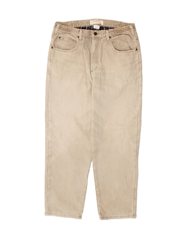 Versatile Itinerary L.L.BEAN Mens Tapered Jeans W33 L29 Beige Cotton