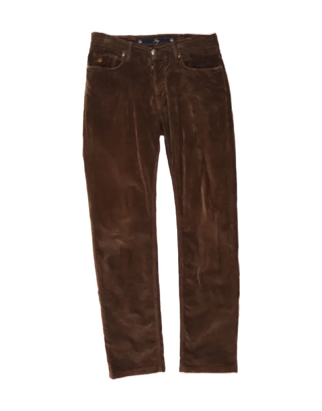 Chic Relaxation FAY Mens Slim Casual Trousers W34 L32 Brown Cotton