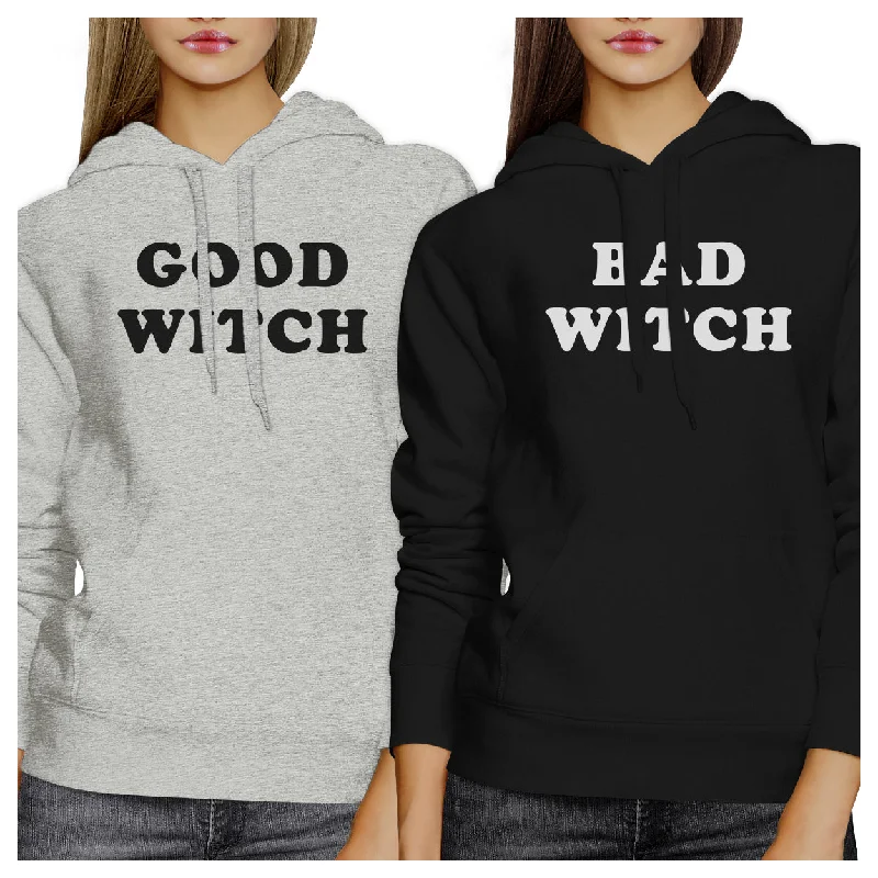 Stunning Fashion Good Witch Bad Witch BFF Matching Grey and Black Hoodies