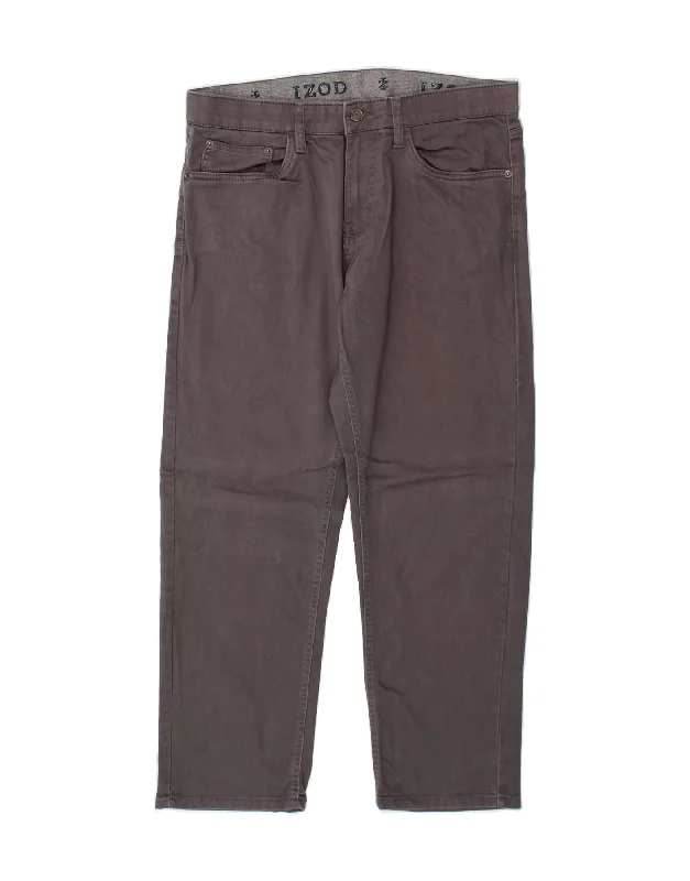 Sweet Breath IZOD Mens Regular Fit Straight Casual Trousers W34 L29 Grey Cotton