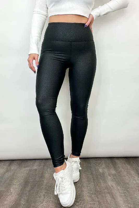 Minimal Style Sleek and Chic Pebbled Faux Leather Leggings - FINAL SALE