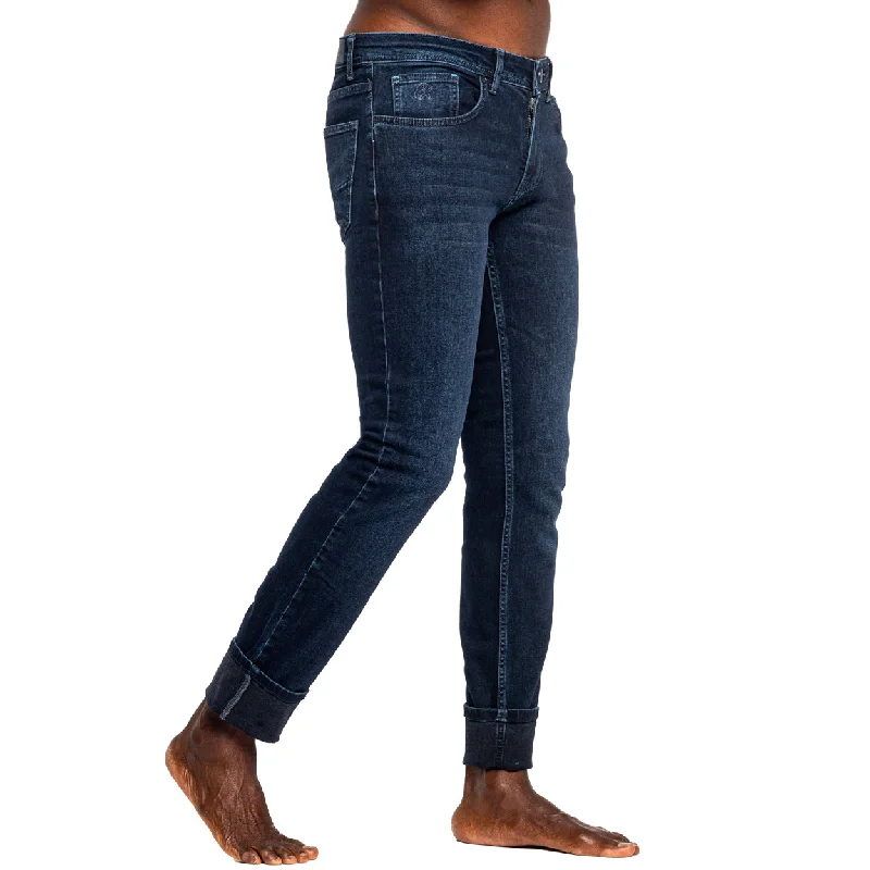Mid-length Style Navy Slim Fit Denim Jeans