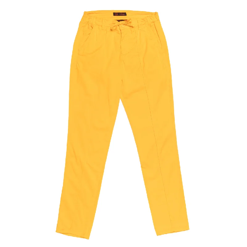 Tropical Style Chino Pants w/ Drawstring Waist - Golden Mustard Yellow