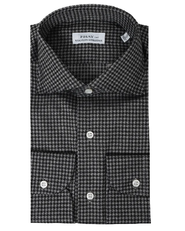 Must-have For Fashion Black and Grey Houndstooth Sportshirt
