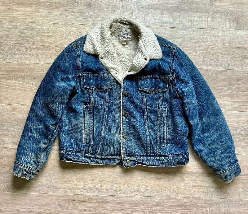 Urban Comfort Large - Vintage 70s Silver Spur Western Sherpa Lined Denim Trucker Jacket / Coat