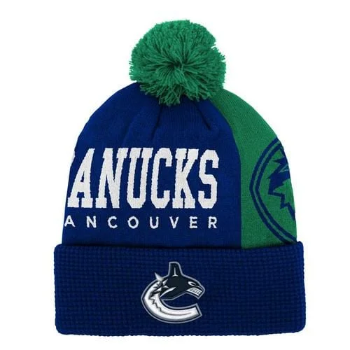 Hooded design Outer Stuff NHL Impact Cuffed Pom Youth Toque - Vancouver Canucks