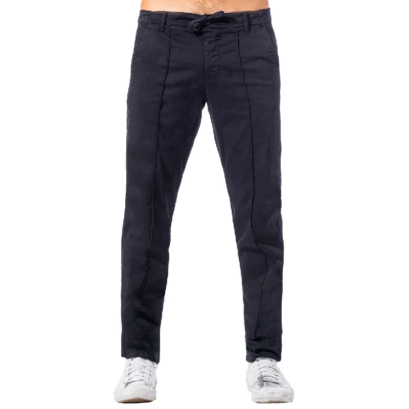 High-end Fabrics Chino Pants w/ Drawstring Waist - Black