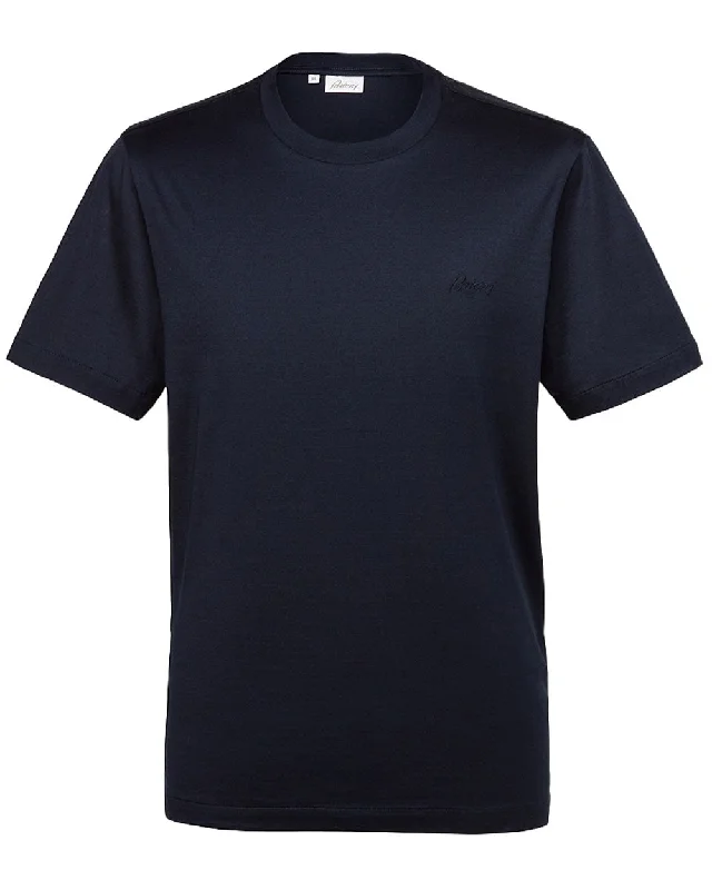 Relaxed Fashion Navy Embroidered Logo T-Shirt