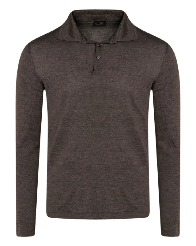 Cozy Outerwear Chocolate Long Sleeve Polo