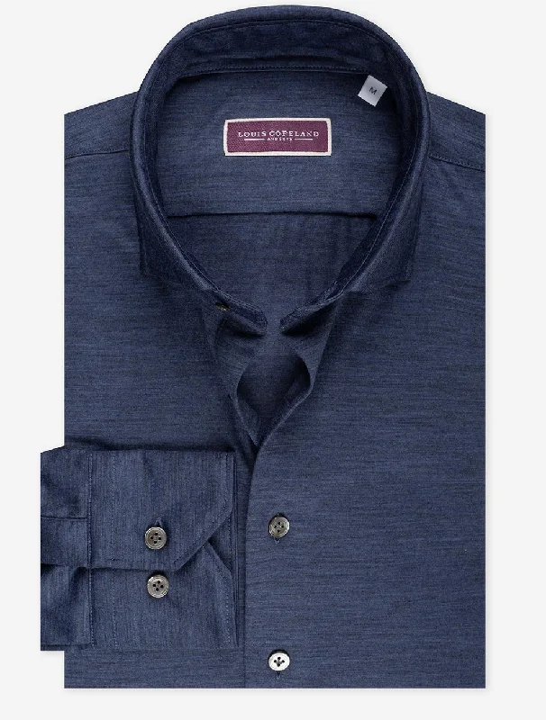 Soft Clothing Fine Wool Shirt Blue