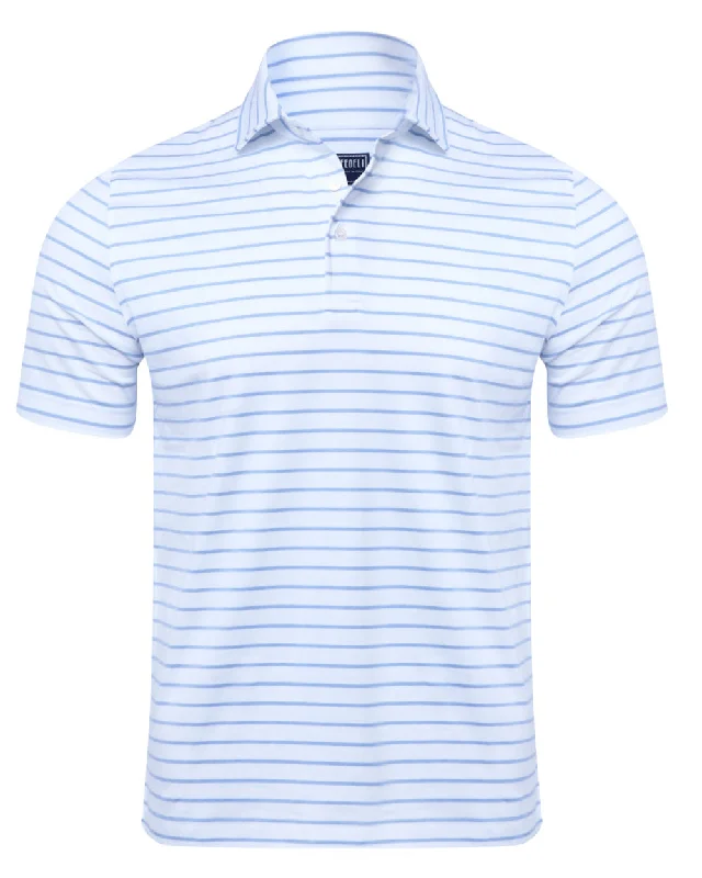 Fashion Wear White with Blue Stripe Jersey Polo