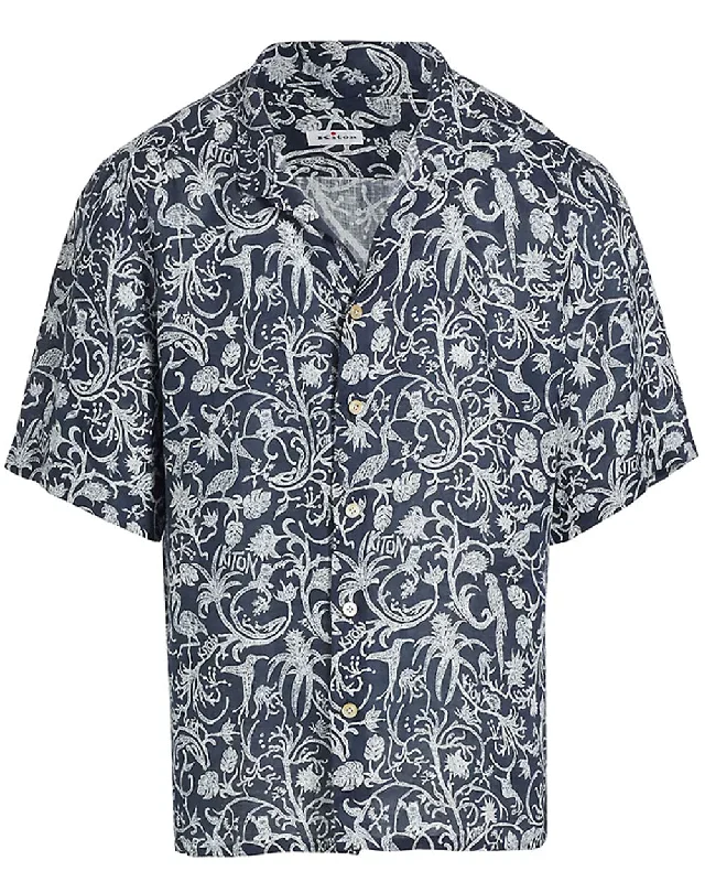 Free And Comfortable Tropical Navy Sportshirt