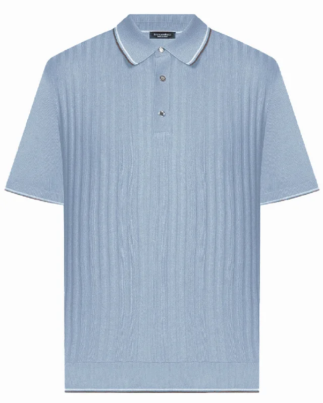 High-quality Design Blue Knit Polo