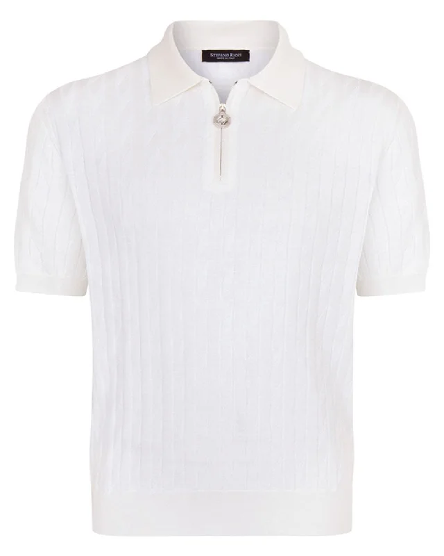 New Design White Knit Polo