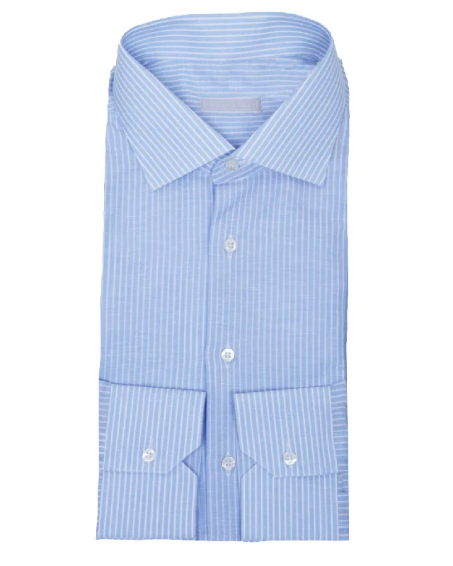 Fashion Touch Blue Striped Dress Shirt