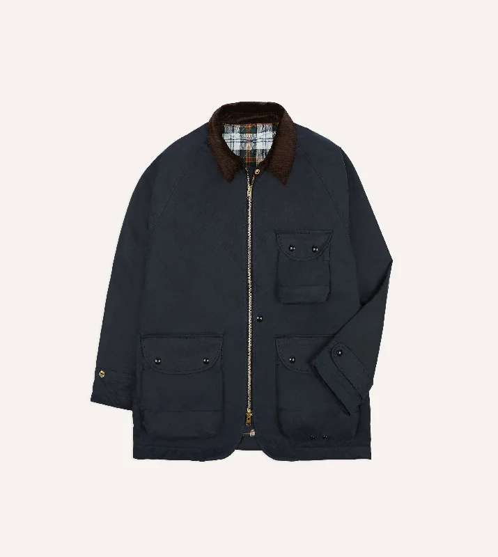 Trendy Items Navy Waxed Coverall Jacket