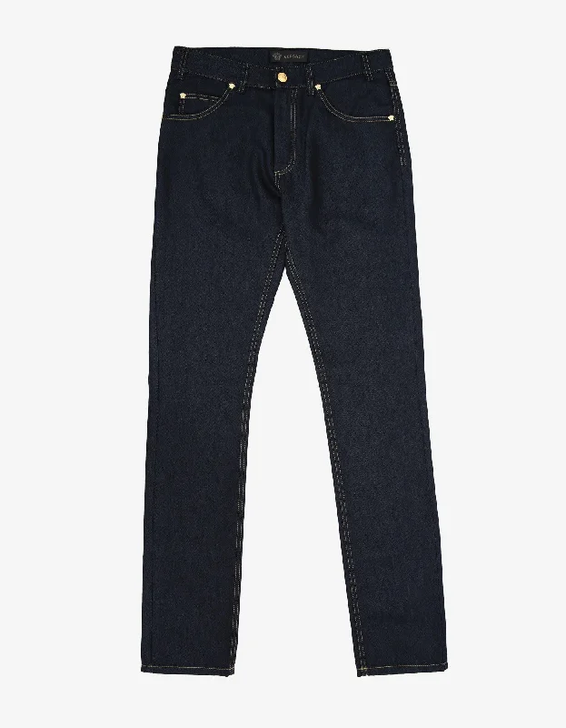 Comfortable Sweaters Versace Indigo Dye Denim Jeans