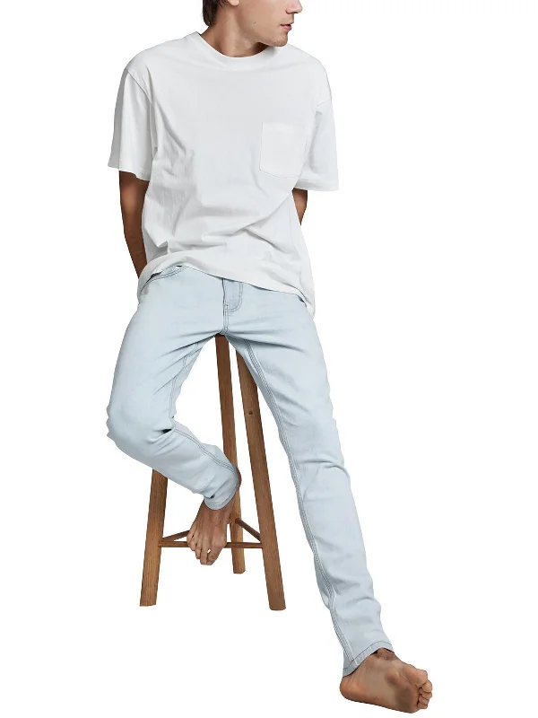 Fresh And Capable Mens Light Wash Low Rise Skinny Jeans