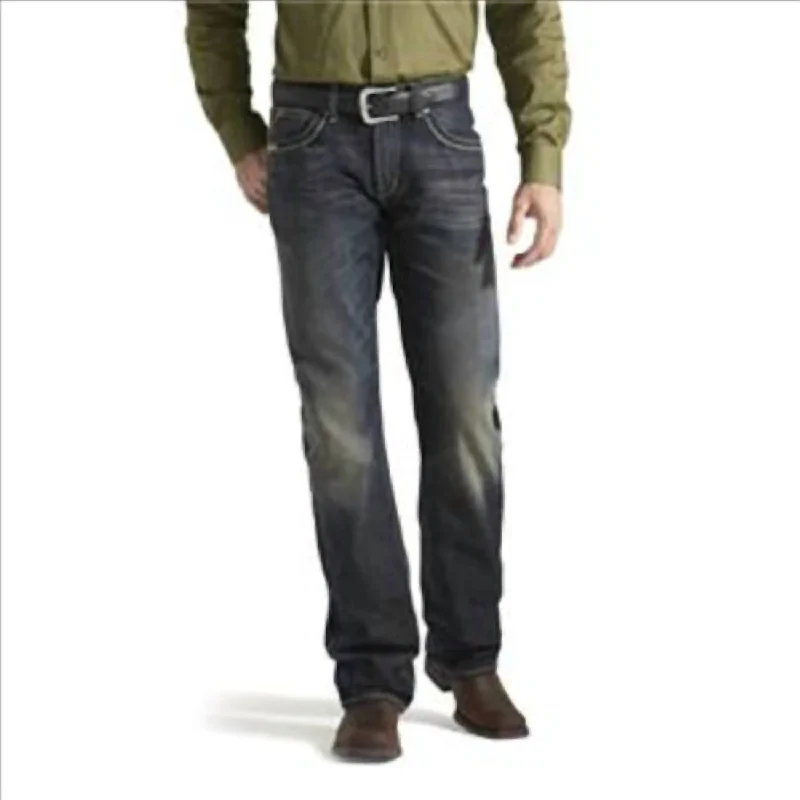 Elegant Series Men's M5 Dark Wash Denim Jeans In Double Crossed Badlands