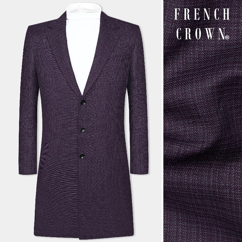 Versatile Comfort Blackcurrant Textured Wool Rich Trench Coat