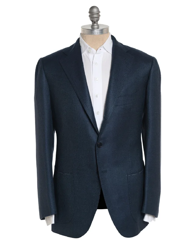 Classic Style Cesare Attolini Turquoise Cashmere Textured Sportcoat