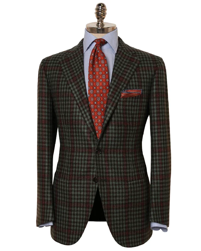 Sports Cool Sage and Brown Check Cashmere Sportcoat