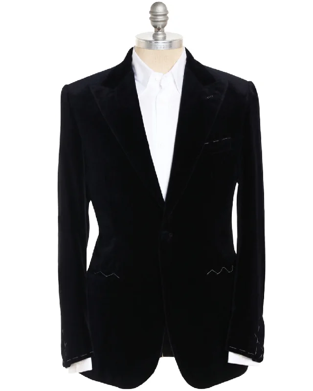 Trendy Items Midnight Blue Velour Virgilio Dinner Jacket