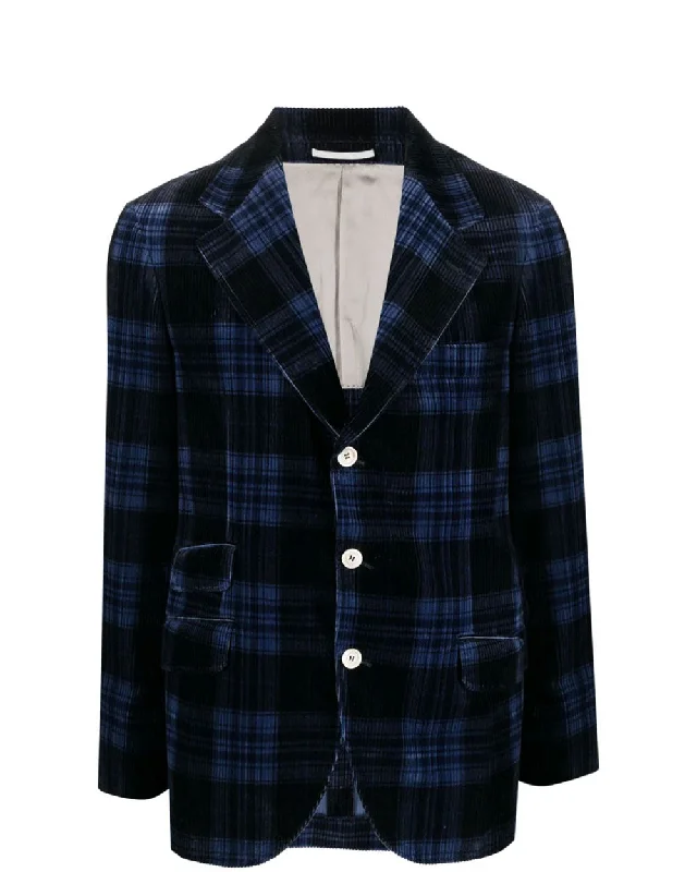 Fresh And Natural Blue and Black Prince of Wales Corduroy Sportcoat