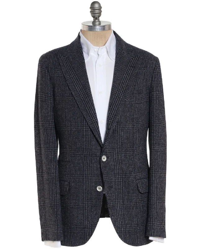 New Products Navy and Grey Wool Blend Plaid Flannel Sportcoat