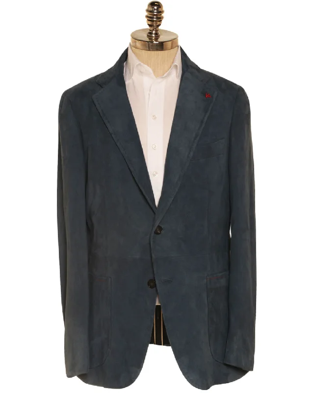 Comfortable Design Medium Blue Suede Sportcoat