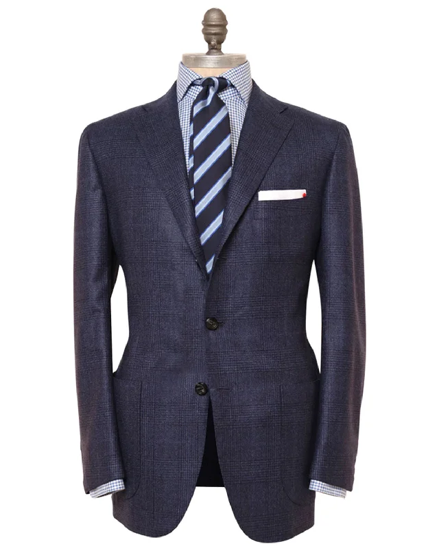 Elegant Style Navy Tonal Glen Plaid Cashmere Sportcoat