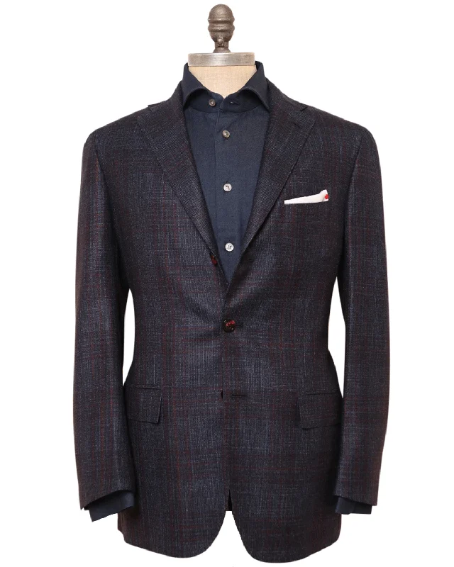 Design Perception Navy and Burgandy Windowpane Sportcoat