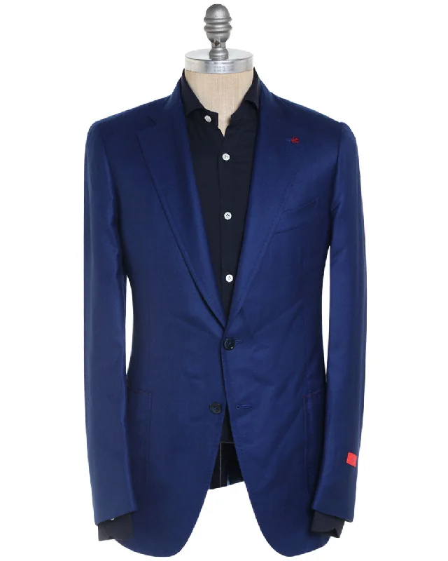 Relaxed And Casual High Blue Cashmere Blend Solid Sportcoat