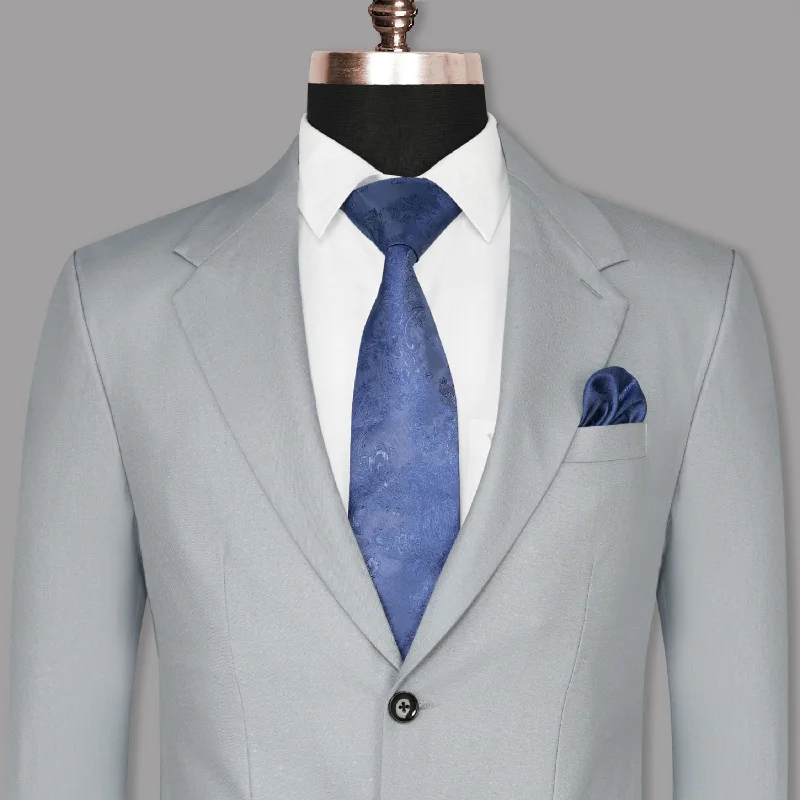 Dynamic Fashion Light Grey Subtle Textured Wool Blend Blazer