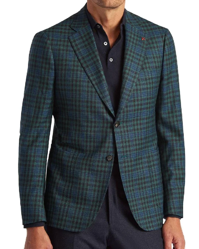 Soft Fabric Looks Blue and Green Capri Plaid Sportcoat