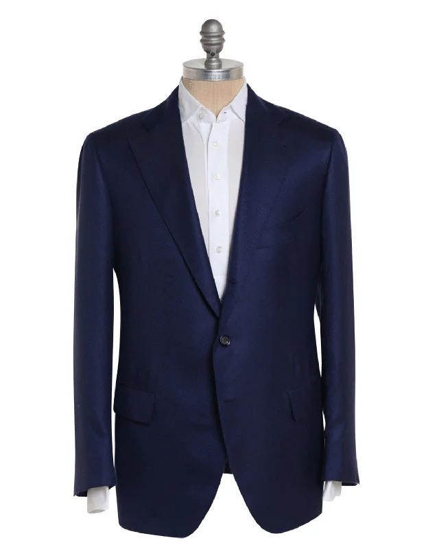 Wearable At Home Or Out Navy Cashmere Blend Textured Sportcoat