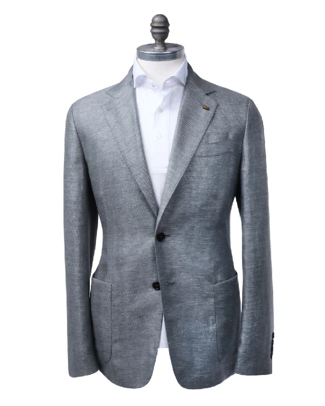 Single-shoulder Neck Design Light Sage Green Linen Sportcoat