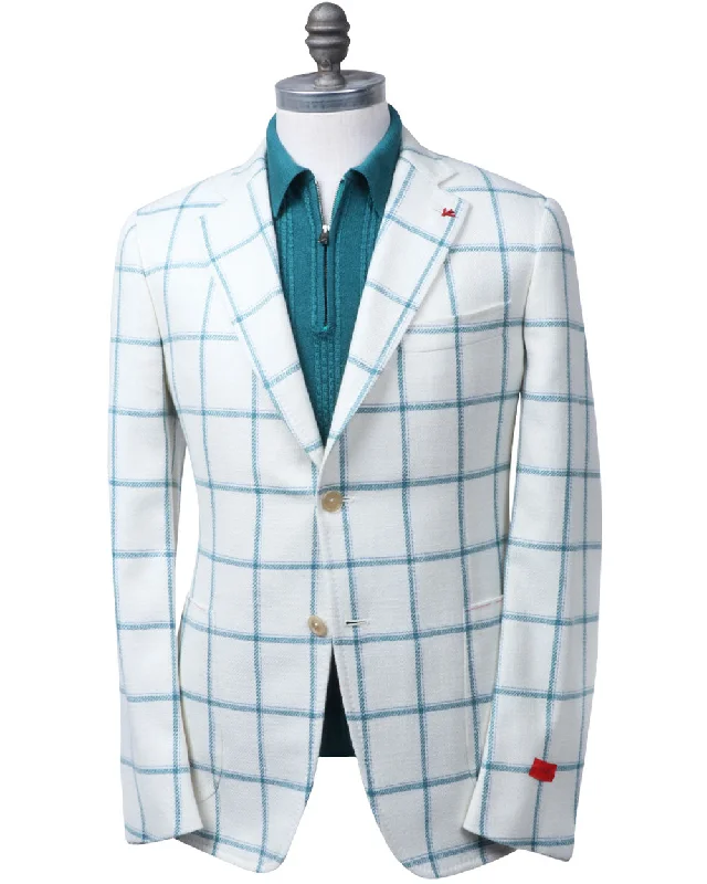 Classic Series White and Light Blue Windowpane Sportcoat