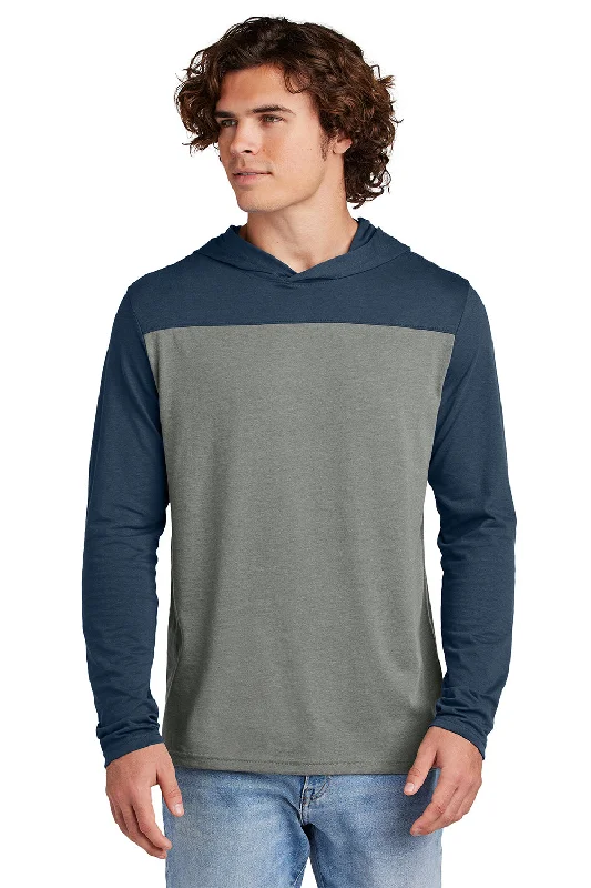 Luxury And Elegant Sport-Tek Mens Halftime Long Sleeve Hooded T-Shirt Hoodie - True Navy Blue/Heather Vintage Grey - New
