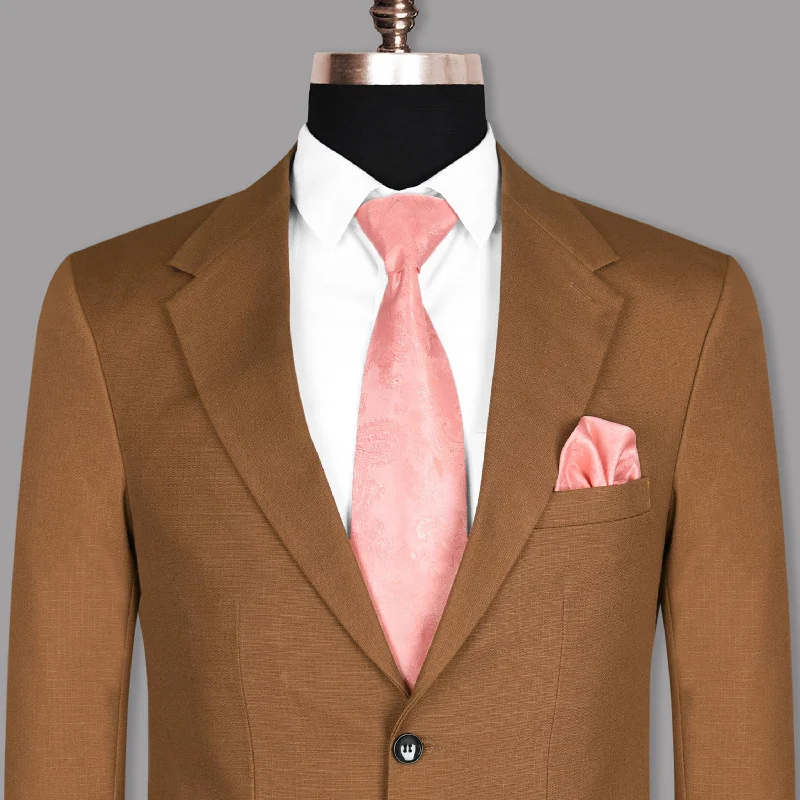 Unique Design Tawny Khaki subtle Windowpane Textured Premium Cotton Rich Blazer