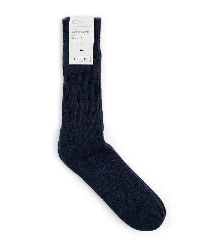 Breathable Style Freight Alpaca Cushion Sole Socks: Navy