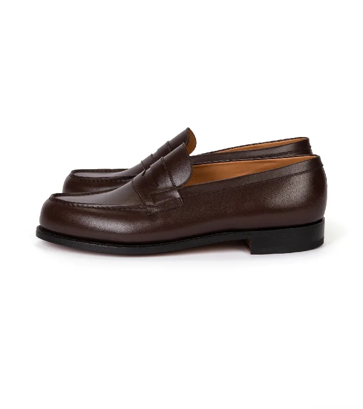 Elegant Design J.M. Weston Boxcalf Leather 180 Loafer: Dark Brown