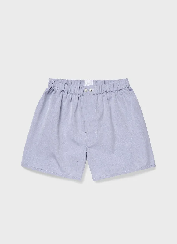 Cozy Chic Men's Sea Island Cotton Boxer Short in Light Blue