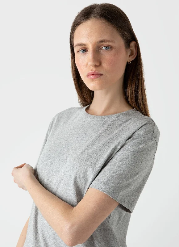 Stylish Jackets Women's Boy Fit T-shirt in Grey Melange