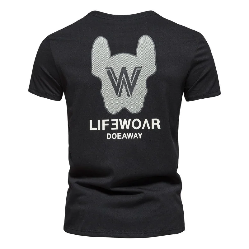 Soft Wear Men's Street Fashion Dog Printed Slim Fitted Short Sleeved T-shirt