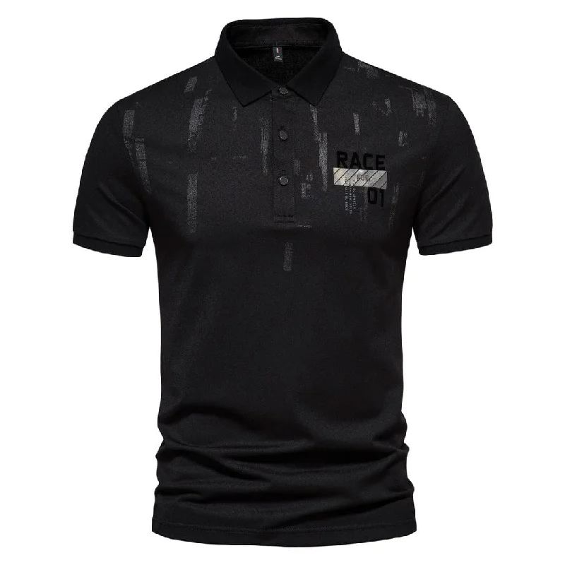 Fresh Wear Men's Street Fashion Race Short Sleeved Polo Shirt