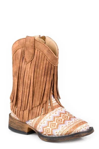 Summer Comfort Roper Toddler Girl's Aztec Glitter Boots with Fringe